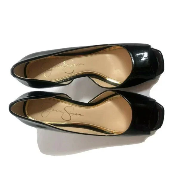Jessica Simpson Black patent Heels size 9 M - Picture 12 of 16